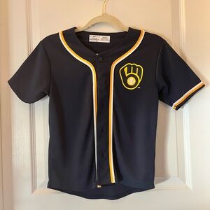 Kids Navy Brewers Button up Shirt